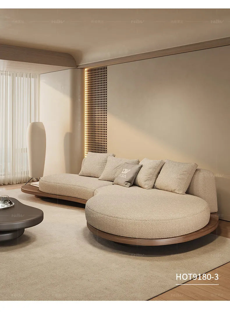 YWalnut color special-shaped sofa disposable technology fabric modern wabi-sabi style living room home design sense