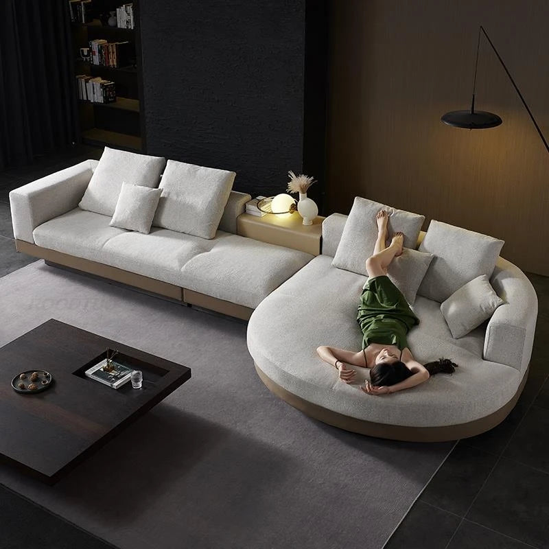 Italian Couch  For Living Room Minimalist Cotton And Linen Fabric Sectional Sofa Large Flat Floor Designer Living Room Sofas