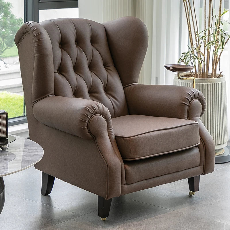 American single sofa  light luxury high-end tiger designer retro study hotel genuine leather godfather cigar chair
