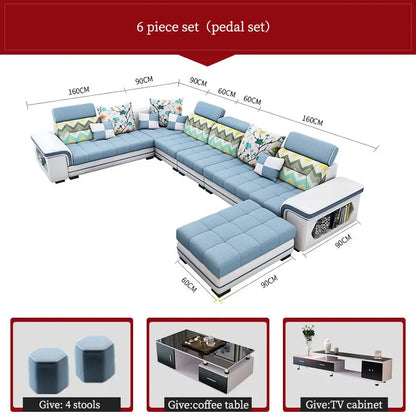 For living room minimalist modern large unit furniture set combination cotton and linen 2024 new technology fabric sofa