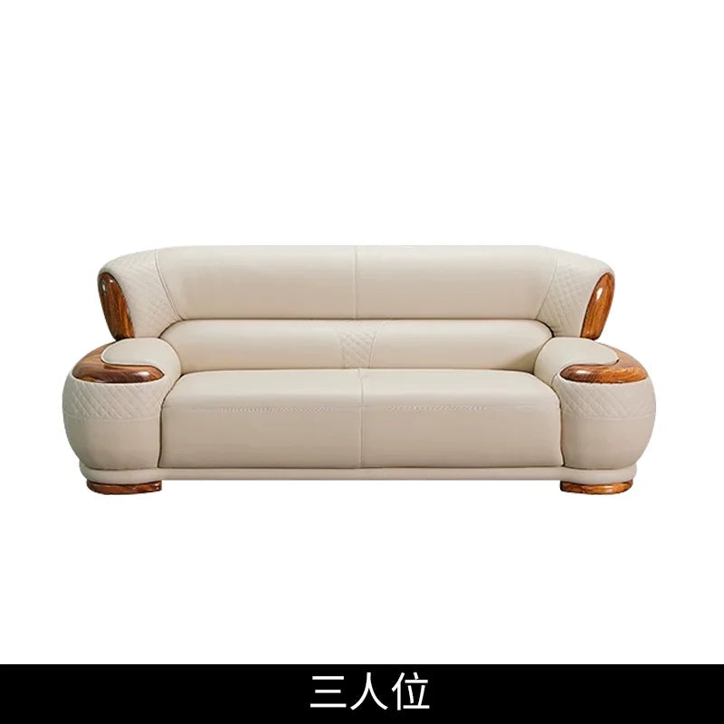 New Chinese ebony leather sofa living room modern first layer cowhide 1234 combination  FT