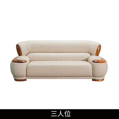 New Chinese ebony leather sofa living room modern first layer cowhide 1234 combination  FT