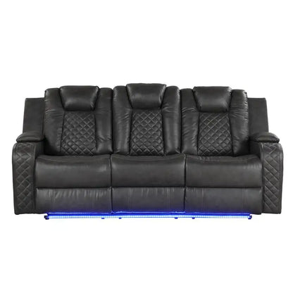 Gray Faux Leather 3-Piece LED Power Recliner Set