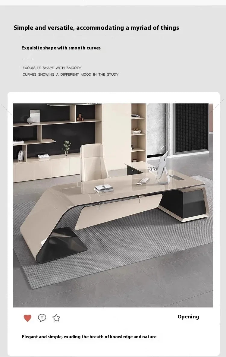 Designer Modern Office Desks Asthetic Luxury Storage Drawers Writing Executive Desk L Shaped Study Escritorios Office Furniture