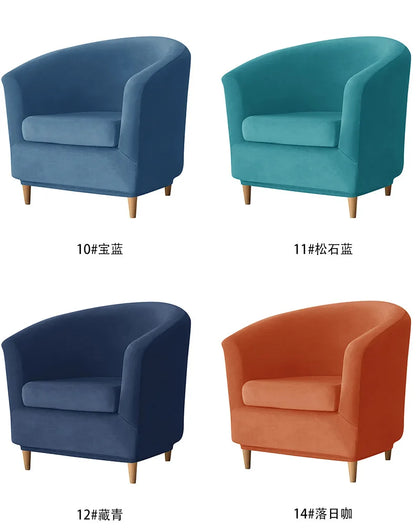 Silver Fox Velvet Club Sofa Cover with Seat Cushion, Round Dust Cover, Cross-Border