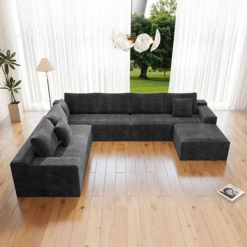 Modular Sectional Sofa, Upholstered Couch for Living Room/Bedroom/Apartment, No Assembly Needed, 4 PC Flexible Combination,