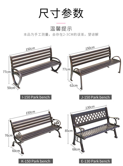 2025 New outdoor metal Bench with backrest garden long chair outdoor bench cast aluminum leisure Patio benches