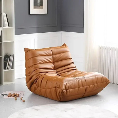 Black caterpillar sofa lazy single leisure chair togo original small apartment balcony living room lying down leather
