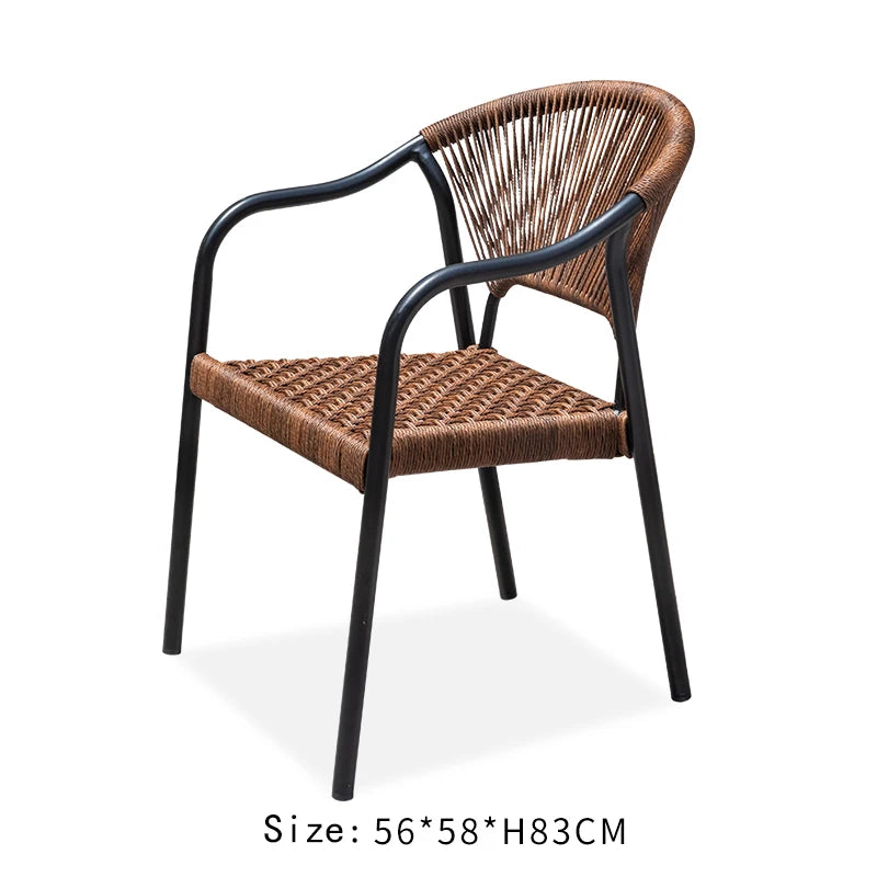 Aluminum Frame Outdoor Chairs Set of 2 PE Rope Patio Chair All Weather Bistro Chair Garden Chair for Hotel Restaurant Backyard