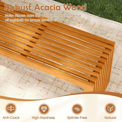 Banc de patio en bois d'acacia, banc d'extérieur en bois à lattes de 36 po pour 2 personnes, capacité de 800 lb, sièges sans dossier pour l'extérieur, personnalisable