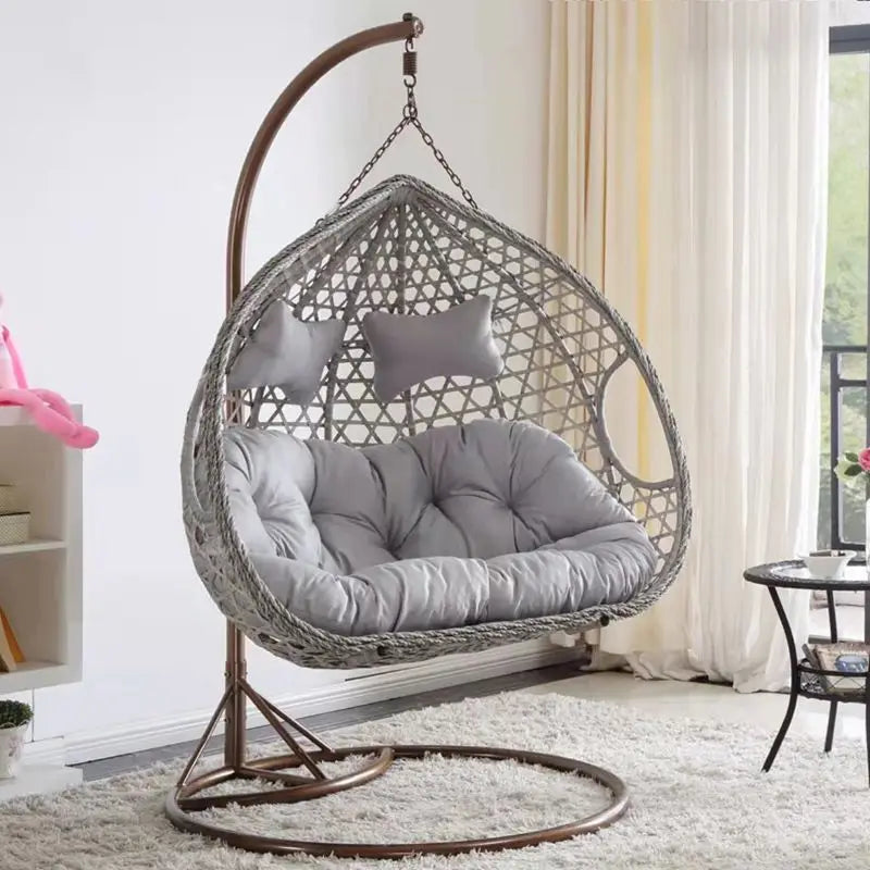 Egg Outdoor Rattan Swing Pod Garden Double Seater Patio Price Round Basket Indoor Hot Sell Wicker Shaped Swinging Hanging Chair