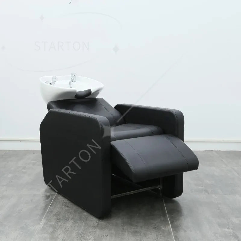 Luxury Electric Height Adjustable Shampoo Chair with Durable Ceramic Basin Modern Design