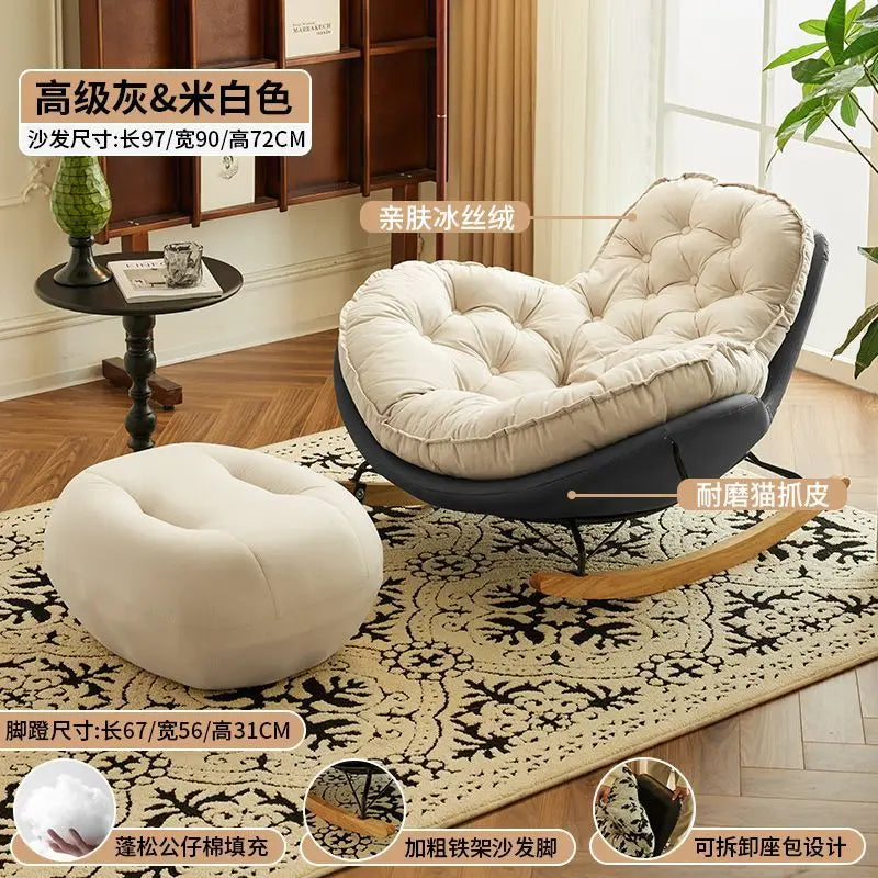 Elegant Nordic Rocking Chair for Living Room Single Penguin Chair Cozy Lazy Sofa Stylish Lounge Chair for Balcony and Patio
