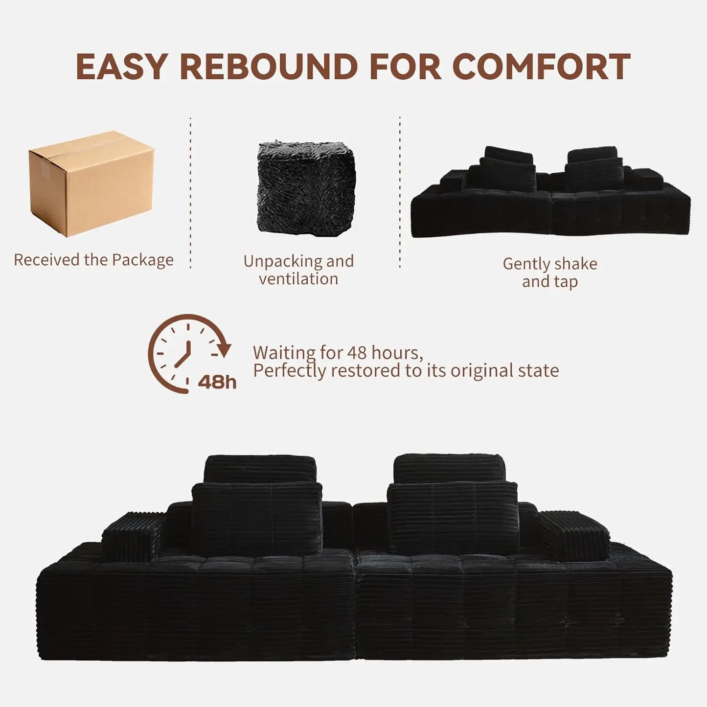113'' Modular Sectional Boneless Sofa, Oversized Chaise Lounge with Deep Seats, Modular Cloud Sleeper Sofa, No, Customized