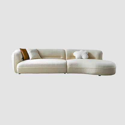 l # Italian Minimalist Fabric White Sofa Cream Style Small Living Room Curved Sofa Modern Boucle Solid Wood Half Round Sofa Set