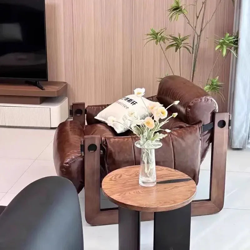 High-End Solid Wood Recliner Sofa Chair Home Personal Leisure Living Room Furniture Small Sofa Comfortable Lazy Chair