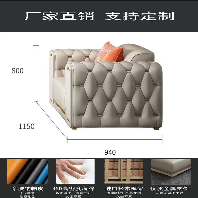 A2-7   new light luxury leather sofa living room combination size modern simple first-layer cowhide sofa