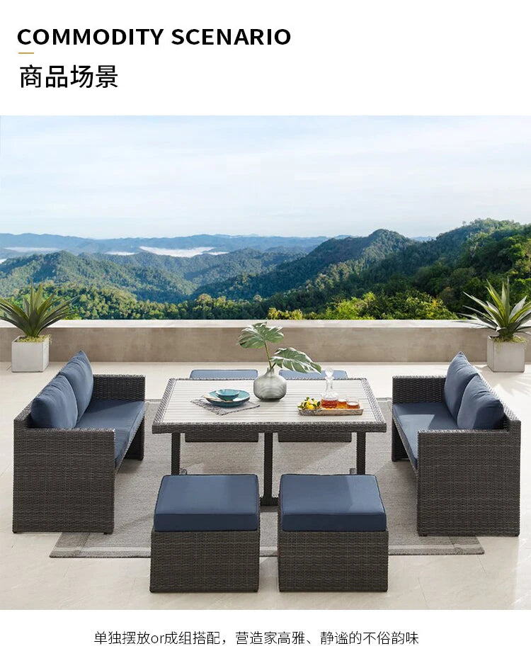 Outdoor rattan tables and chairs balcony rattan sofa courtyard leisure rattan art