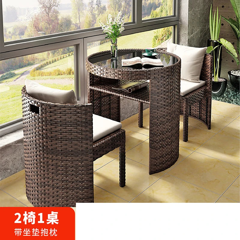 Balcony rattan chair three-piece outdoor courtyard combination small table and chair casual coffee table