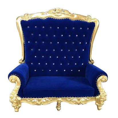 Gold Upholstered Classic Chaise Lounge Loveseat Comfortable Royal Throne Sofa  Wedding Chair Stainless Steel Chair Party ソファ