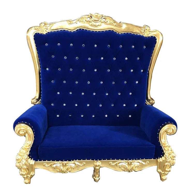 Gold Upholstered Classic Chaise Lounge Loveseat Comfortable Royal Throne Sofa  Wedding Chair Stainless Steel Chair Party ソファ
