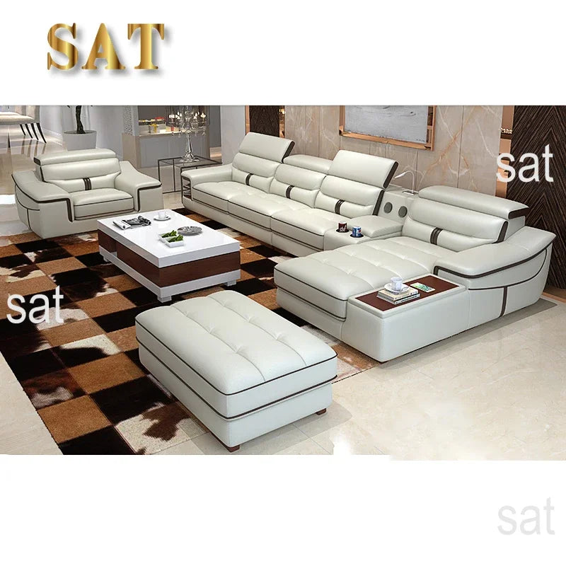 Hot Modern Design Modular L Shape Couch Living Room Sofa Set Furniture Luxury Home Lounge Modular Large Corner Leather Sofa