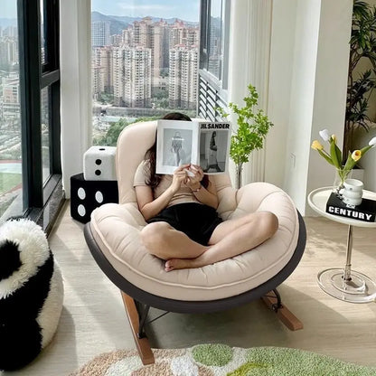 Elegant Nordic Rocking Chair for Living Room Single Penguin Chair Cozy Lazy Sofa Stylish Lounge Chair for Balcony and Patio