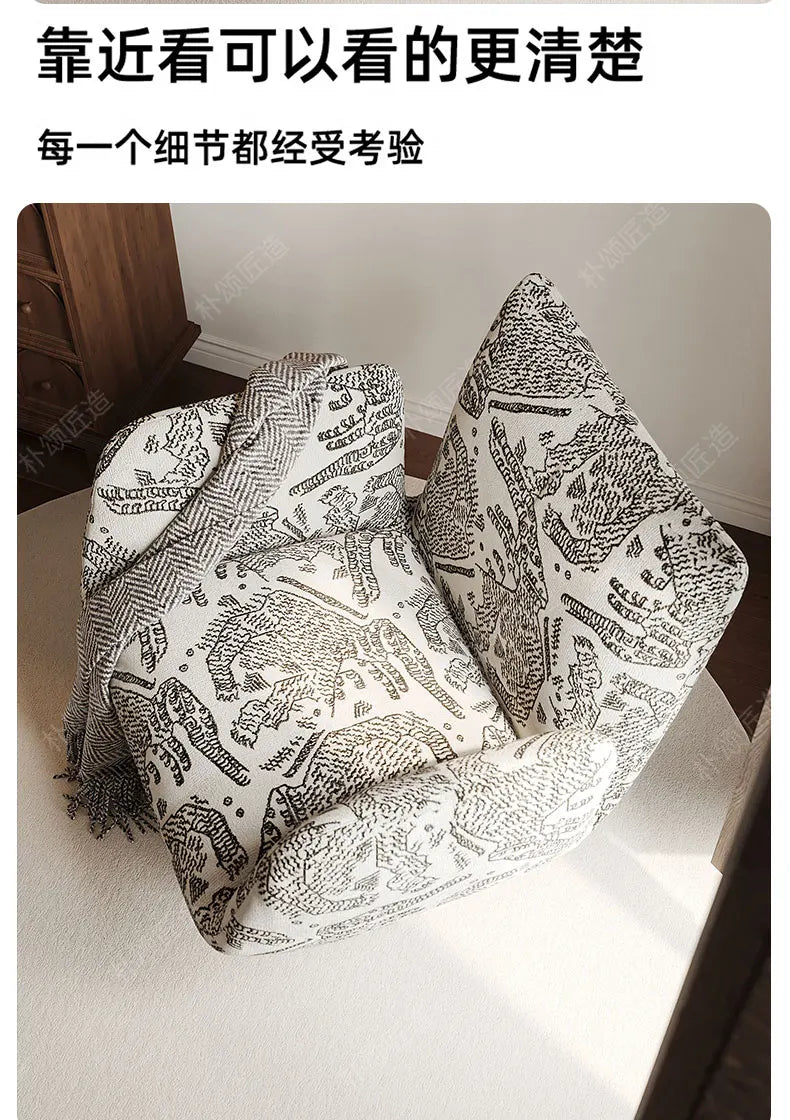 Solid wood single leisure sofa living room medieval   retro reclining chair resting area reception designer single chair