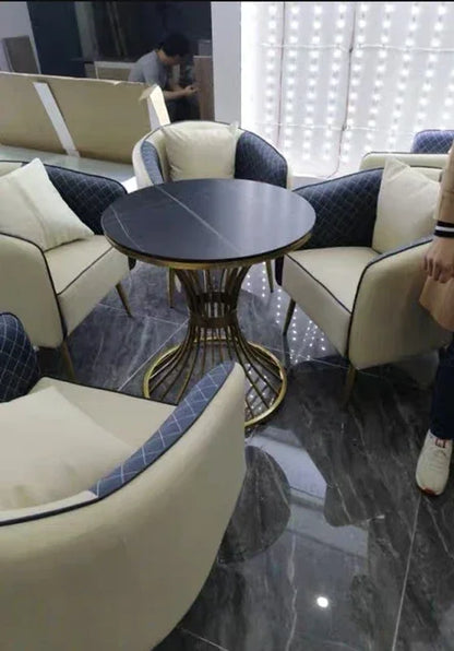 Nordic Minimalist Marble Coffee Tables Light Luxury Living Room Side Table Golden Iron Round Coffee Table Modern Home Furniture