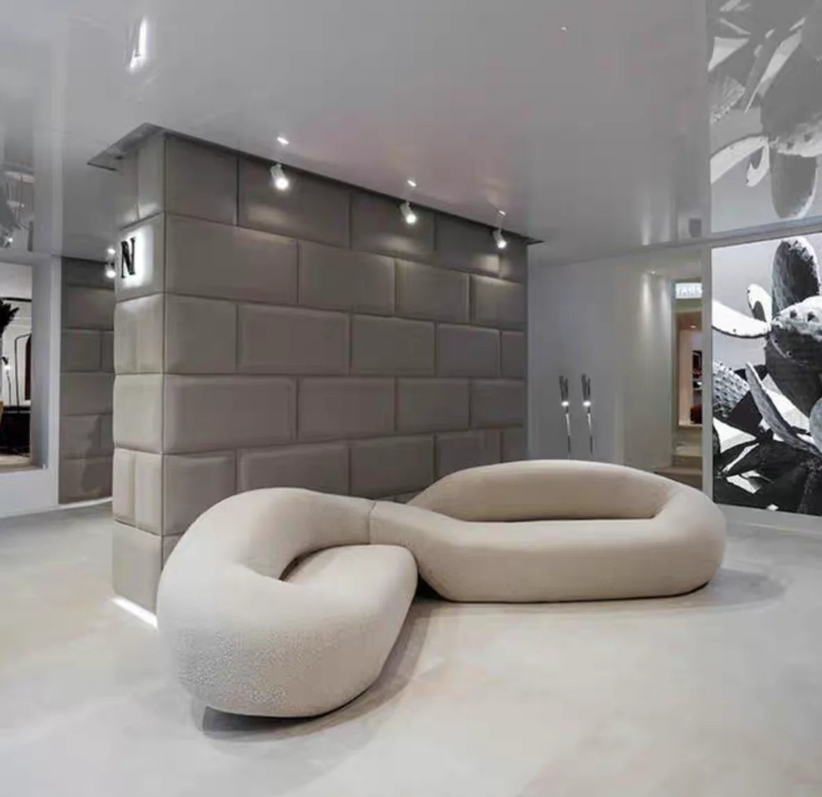 Canapé d'angle en cuir en forme de serpent, léger et luxueux, en tissu, pour Villa, maison, salon, matériau de remplissage en éponge