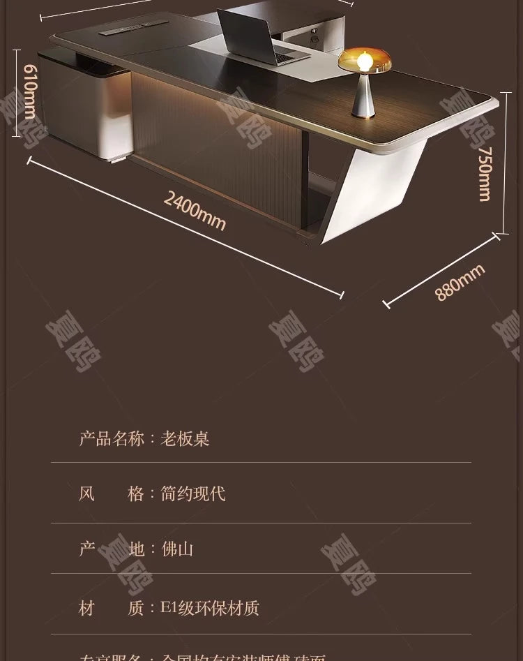 High Quality Light LuxuryOffice Desk Boss L Shaped Work Manager Computer Desks Executive Shelf Escritorio Oficina Furniture