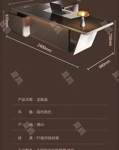 High Quality Light LuxuryOffice Desk Boss L Shaped Work Manager Computer Desks Executive Shelf Escritorio Oficina Furniture