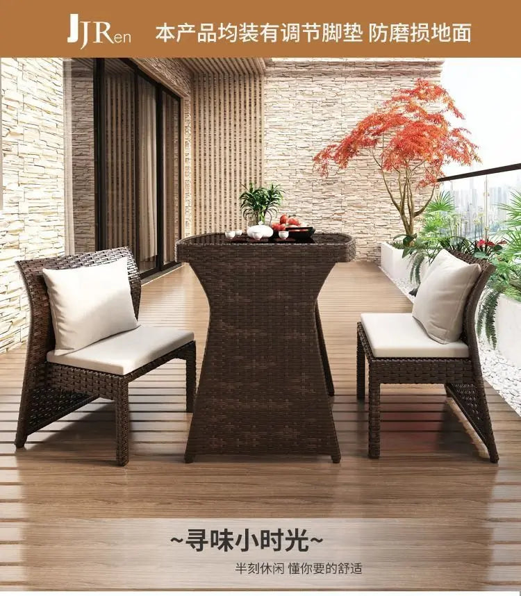 Balcony leisure table and chair combination, rattan chair three-piece set