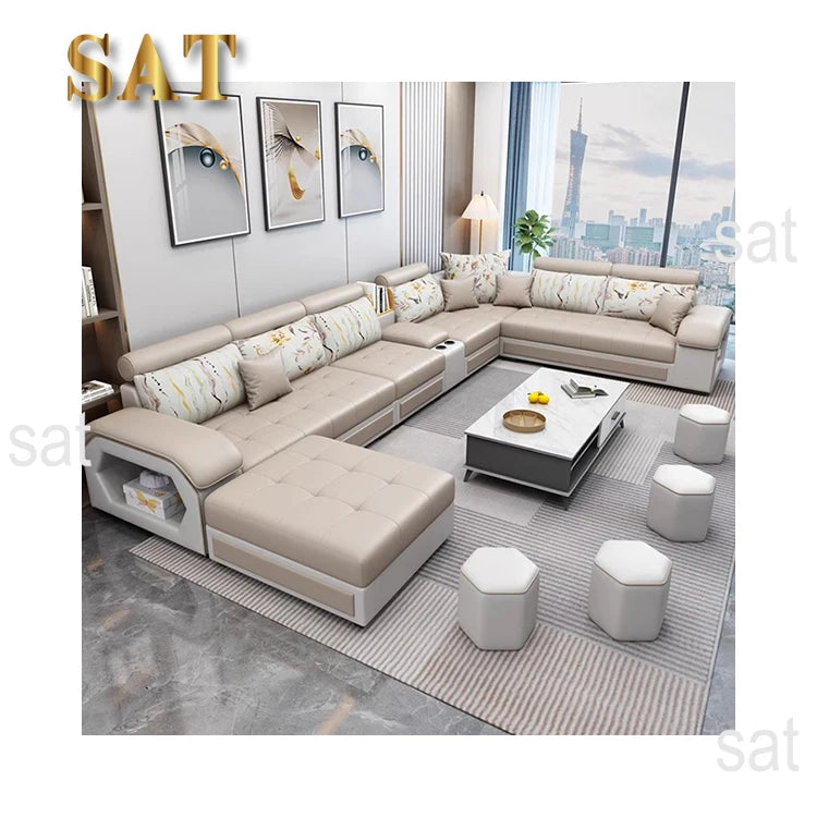 #For Modern Multifunctional U-Shaped Sofa Set Living Room Furniture Corner Sofa with Speakers 7 Seater Fabric Sofa Set*