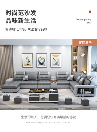 New nano three-proof latex leave-in technology fabric sofa living room size modern fully furnished furniture combination