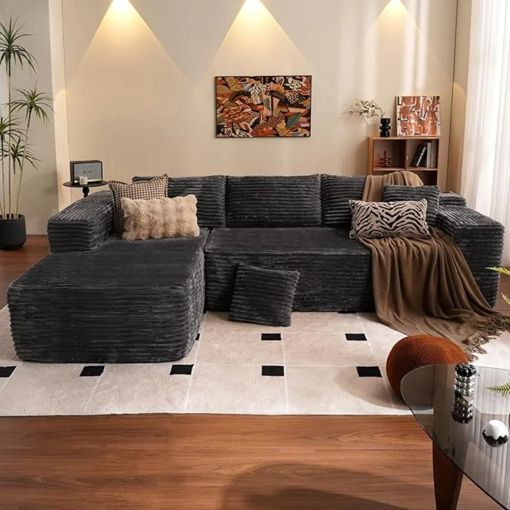 104" Cloud Sectional Couch with L-Shape Chaise,Modern Modular Sofa with Deep Seat, Upholstered Couches for Living Room Bedroom,N
