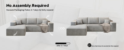 107.5" Cloud Modular Sectional Couch with 1 Ottoman,Modern Minimalist Upholstered Couches, Comfort U Shaped Sofa for Living Room