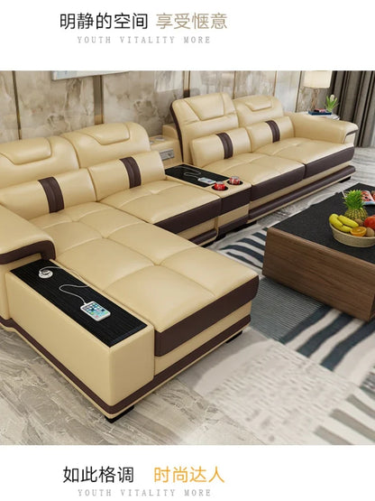 Living Room Sofa set furniture real genuine leather sofas recliner couch puff asiento muebles de sala canape L sofa cama
