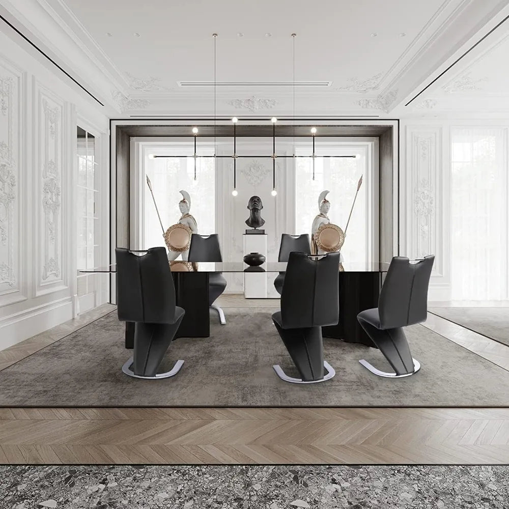 Mermaid Dining Chairs Set of 4, Modern Kitchen Dining Room Armless Upholstered Side Chairs with PU Leather Cushion,Customized