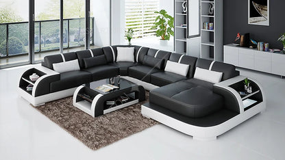 China Supplier's Customized Modern Leather Sofa Set Genuine Leather Home Furniture with Sponge Filling for Living Room