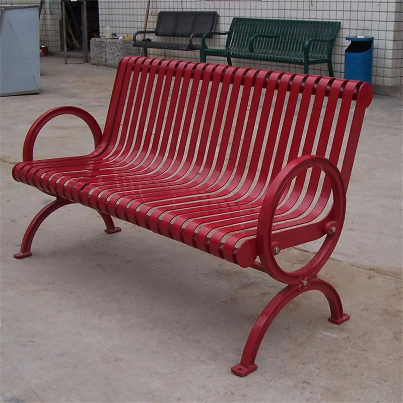 Outdoor Public Park 2 Person Steel Commercial Bench Seating Outside Garden Out Door Patio Rustic Metal Seat Bench with Back