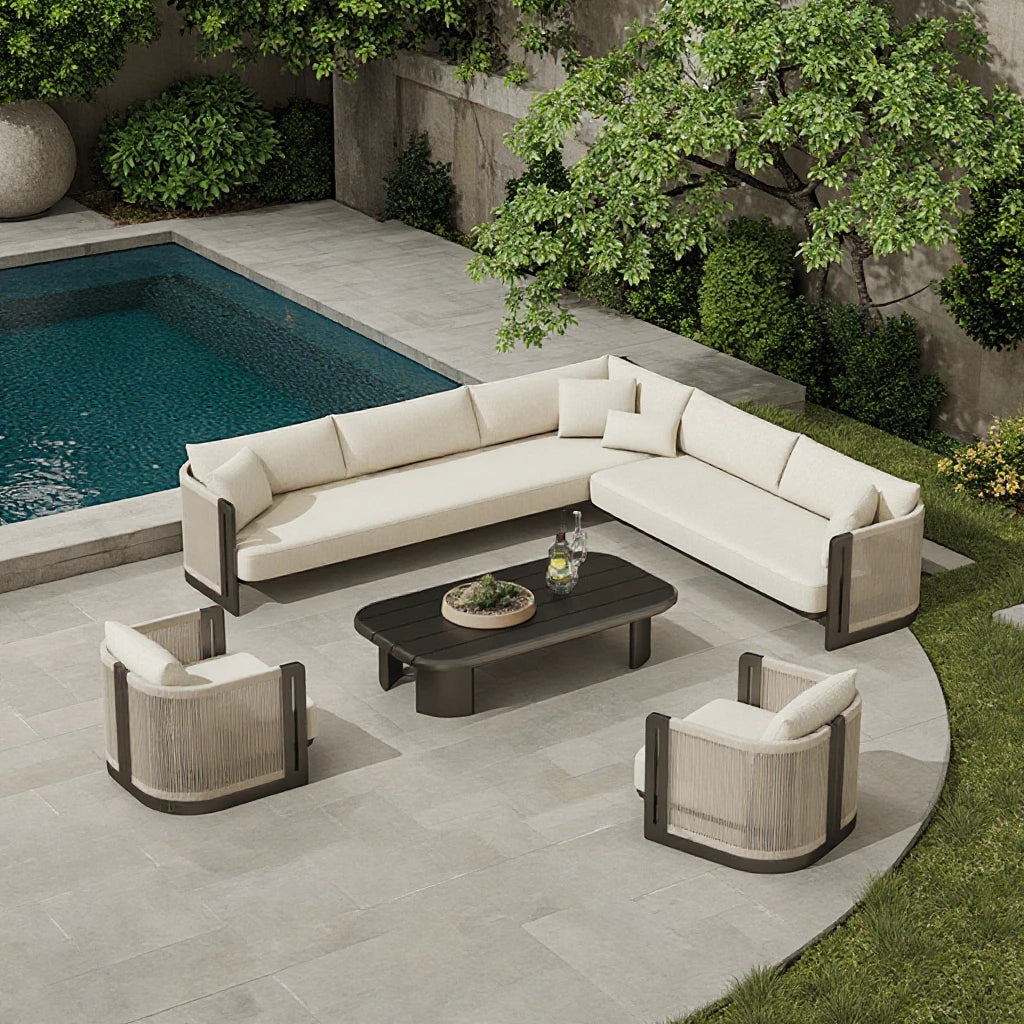 Modern Villa Garden Set Luxury Hotel Rope Outdoor Sofa Set