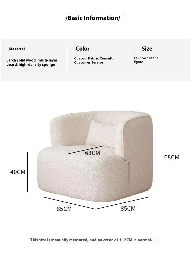 Modern Nordic Single Person Leisure Lazy Sofa Light Luxury Fabric Armrest Accent Chair for Home Furniture for Living Room