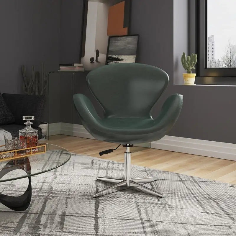 Forest Green Swivel Lounge Chair - Upholstered Modern Furniture for Living Room, Office, or Reading Nook