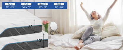 Hcore 8/10 Inch Queen Mattress, Full/Queen/Queen Size Medium Firm - Extra Firm Dual Sided Flip-Flop Mattress