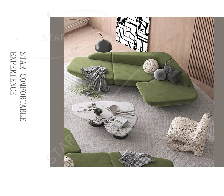 Relaxing Leisure Salon Muebles Furniture Gaming Curved Sofa Reception Modern Designer High Quality Room Decor Living Room Sofas