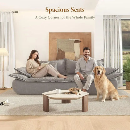 86.6" Cloud Couch or Living Room, ern 3 Seater Sailboat Soa with Deep Seat, Comy Chenille Upholstered BonelCouch with Curved Arm