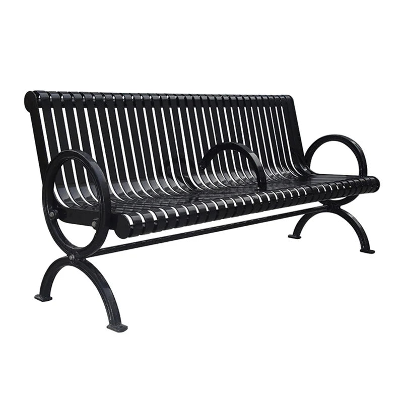 Outdoor Public Park 2 Person Steel Commercial Bench Seating Outside Garden Out Door Patio Rustic Metal Seat Bench with Back