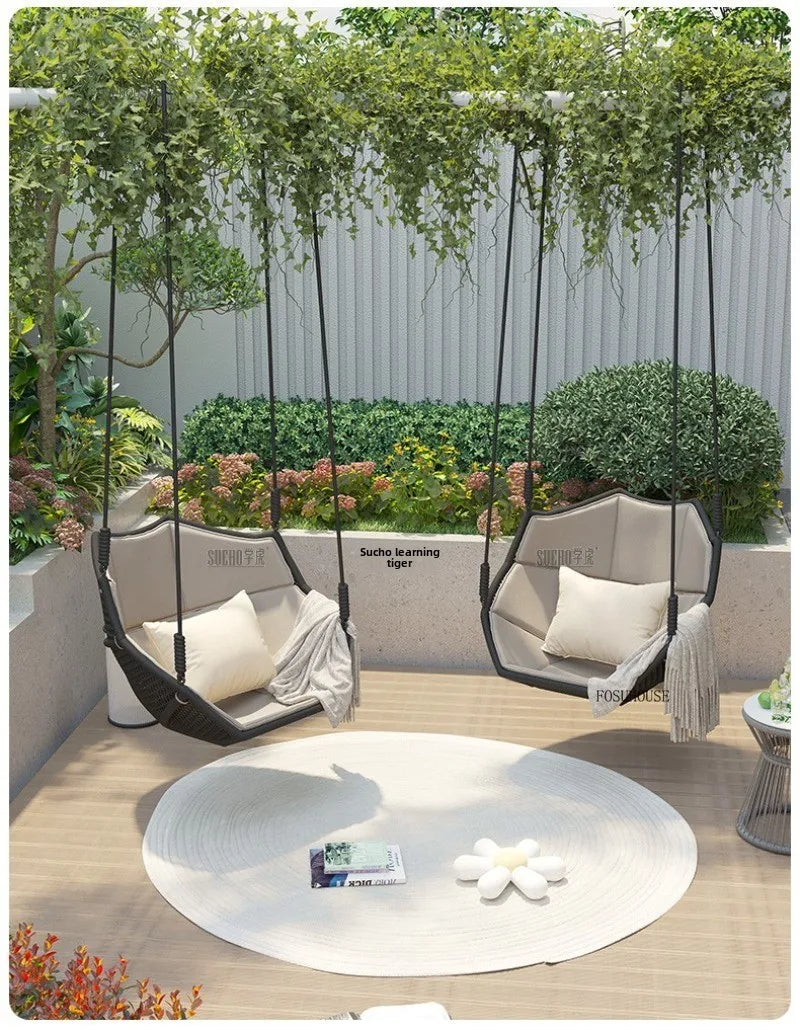 Outdoor Patio Swing Nordic Balcony Rocking Chair Indoor Adult Hanging Chairs Outdoor Single Swing Chairs Modern Hanging Basket Z