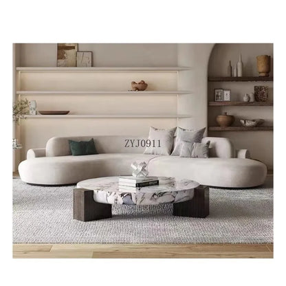 Nordic simple fabric curved corner multi-person living room beauty salon hotel reception sofa
